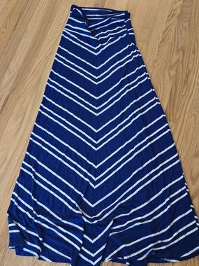 Women’s Navy Blue Striped Maxi Skirt